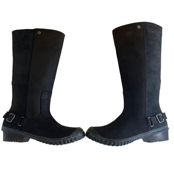 NWT Sorel Grill Slimboot Tall Leather Riding Boots Waterproof Snow Black Buckle - Picture 5 of 14